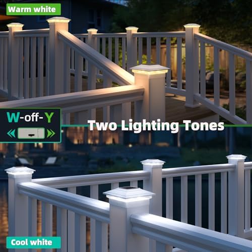 Solar Post Cap Lights 4pack,Warm & Cool Light,for 4x4 5x5 6x6 Posts White - Image 4