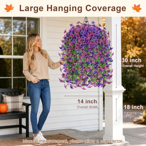 Artificial Hanging Flowers for Outdoors, 4 PCS 688-Bloom UV Resistant Mums - Image 3