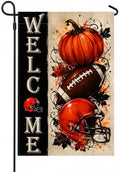 Fall Decor - Double Sided Fall Football Welcome Garden Flag by OHOME