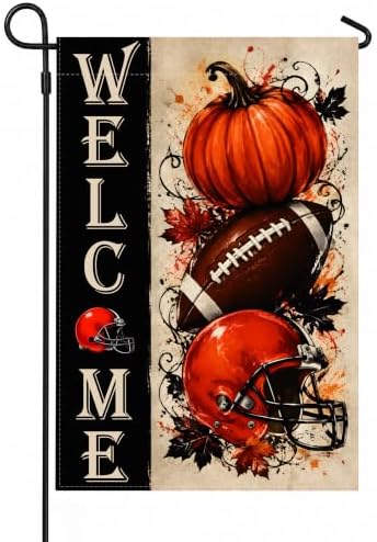 Fall Decor - Double Sided Fall Football Welcome Garden Flag by OHOME