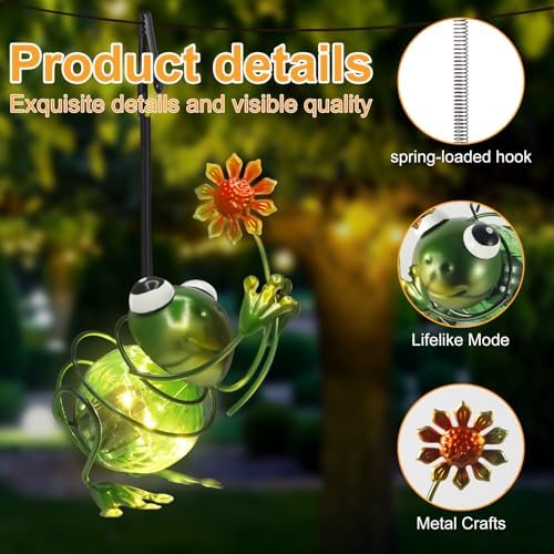 Frog Solar Hanging Lantern Outdoor Garden Decor - Image 4