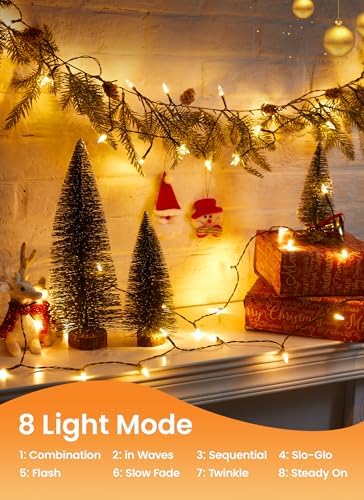 Brightown LED Christmas Mini Lights, 39Feet 100 LED Clear Bulbs String Lights with 8 Light Modes, Connectable Fairy Lights Plug in for Outdoor Xmas Trees Garland Wreath Holiday Decorations, Warm White - Image 4