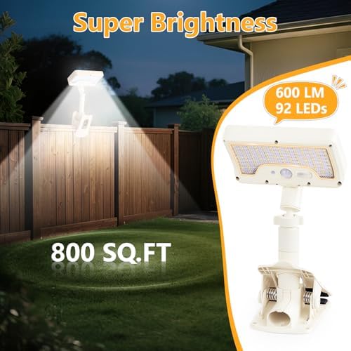 Clip On Solar Motion Lights Outdoor,360°Rotatable Fence Lights(4Pack,6000K) - Image 3
