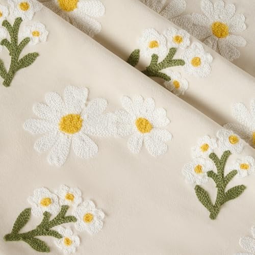 Softalker Spring Summer Outdoor Floral Throw Pillow Covers 18 x 18 Inch Set of 1, Farmhouse Embroidered Decorative Flowers Cushion Covers, Soft Velvet Pillow Cases for Couch Sofa Home Decor, Beige - Image 4