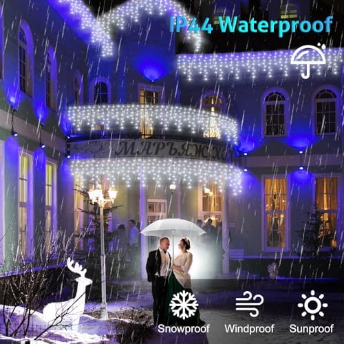 49FT 128 Functions Christmas Icicle Lights Outdoor with 504 LED 8 Modes and Timer Curtain Lights Outside for Garden Holiday Gatherings Indoor Outdoor Decorations - Image 6
