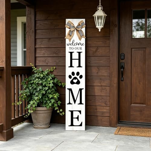 Foutcheou Welcome to Our Home Front Door Sign, 47"X8", White - Image 4