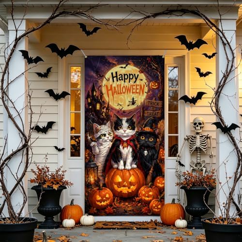 Halloween Door Cover, Fabric Front Door Porch Sign for Halloween Party - Image 7
