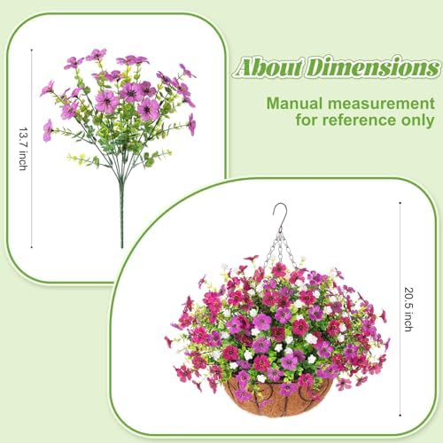 Ammyoo Artificial Mums Fake Flowers Basket for Outdoor Decor - Image 3