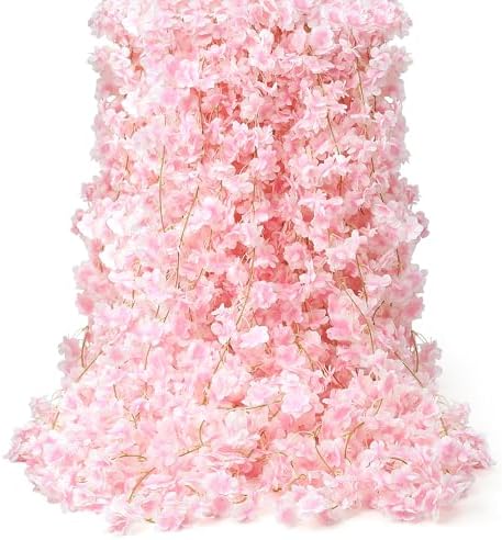 4PC 23.6FT Cherry Blossom Flowers Garland Vine for Decoration by AWARDSEN
