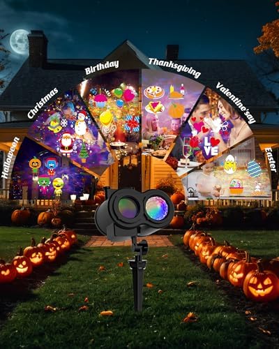 COOLWUFAN 2-in-1 Halloween Christmas Projector Lights Outdoor 20 Slides - Image 2