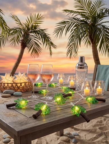 12Ft Summer Beach Hawaiian String Lights - 20 LED Palm Tree Lights for Luau Pool Decor, Hawaii Theme Summer Outdoor Indoor Tropical Party Decorations - Image 3
