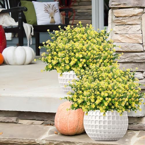 NETAP Outdoor Artificial Flowers UV Resistant, 20 Bundles Fake Realistic Floral Greenery Plants for Outside Porch, Window Boxes, Garden, Yard, Inside Home Table Decor, Yellow by NETAP