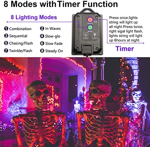 Solar Halloween String Lights, Orange Purple 200Led, Outdoor - Image 4