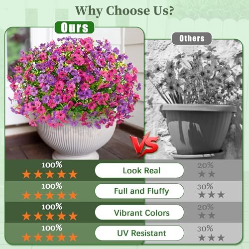 Yastouay 12 Bundles Artificial Flowers for Outdoors Decoration UV Resistant - Image 2