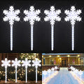 Ultra-Bright Shooting17 568LED Snowflake Lawn Stake Light 4 Stakes Total Christmas Outdoor Decoration with UL Standard Adaptor for Outdoor Pathway Lawn Holiday Party Home(White) by GLOWNOVA