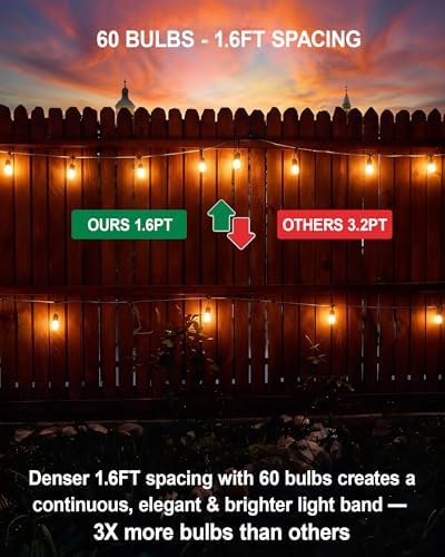 Gmnee 100FT Outdoor String Lights for Patio, Balcony & Porch, Backyard - Image 2