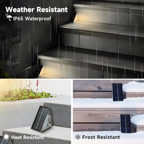 Solar Step Deck Lights Outdoo: 16 Pack Solar Step Light, Waterproof Warm White/7 RGB Color Glow Solar Fence Lights for Patio Stairs Post Pathway Porch Driveway Garden Decor - Image 4