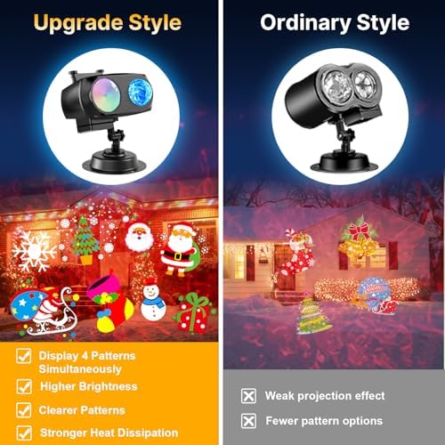 8-Pattern Christmas Projector Lights Outdoor 2-in-1, Holiday Projector Lights Outdoor 26 Effects (Projection Card +3D Ocean Wave) with Timer, Halloween Christmas Decorations Lighting for Party Decor - Image 4