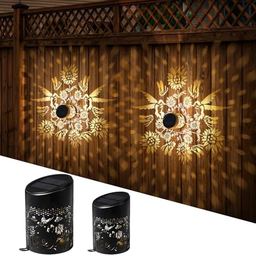 Solar Decorative Mandala Lights 2 Pack, Solar Fence Wall Lights Outdoor by LivingGreenLivingFabStyl