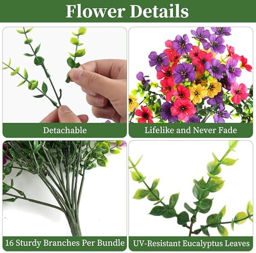ColoPlay 2PCS Artificial Hanging Flowers for Outdoors Faux Plants - Image 3