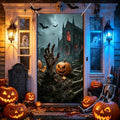 Halloween Door Cover, Fabric Front Door Porch Sign for Halloween Party by seewan