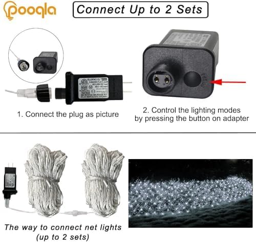Pooqla Cool White Net Lights, 15x 5ft Christmas Lights Outdoor Clear Wire - Image 5