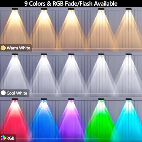ODEETRONIC Solar Fence Lights Outdoor, 8 Pack RGBCW Color Changing Lighting - Image 4
