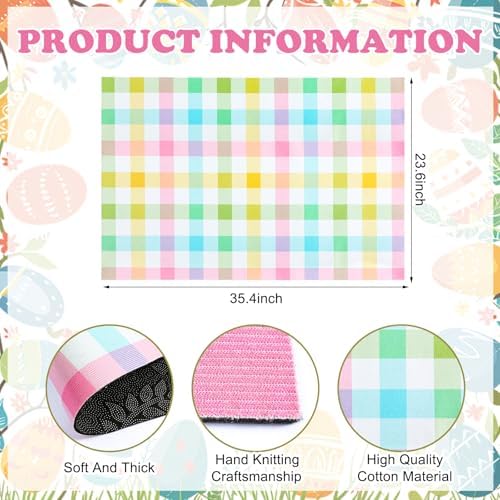 Duraaamo Spring Pastel Checkered Rug 2' X 3' for Easter Outdoor Decor - Image 2