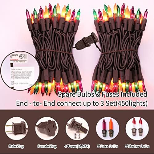 LAMPHOME Super-Bright Extendable Orange Purple and Green halloween Lights Decoration 150Lights 31.9ft UL Certified Mini Bulb String Lights Set for Outdoor Halloween Christmas Tree Garden Holiday Decor - Image 2