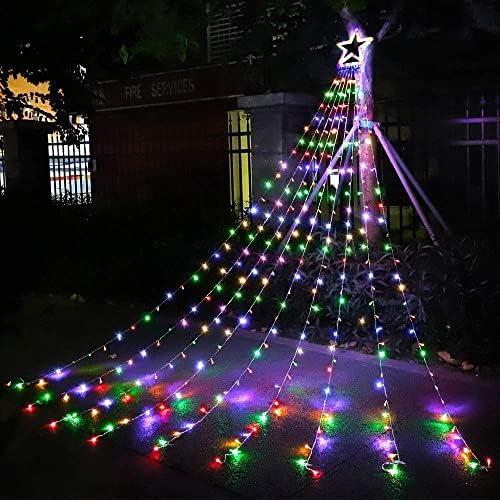 Outdoor Christmas Decorations Star String Lights, 317 LED 11.5 ft Waterfall Tree Lights with 8 Memory Lighting Modes&Timer Christmas Star Lights for Yard Indoor, Festival, Party, Decorations by YULIANG