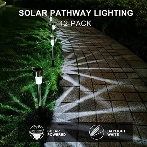 Solar Lights Outdoor Waterproof, Solar Garden Lights, Cold White, 12 Pack - Image 3