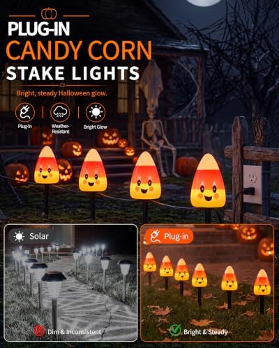Halloween Candy Corn Lights Outdoor,4PCS Candy Corn Pathway Lights - Image 3