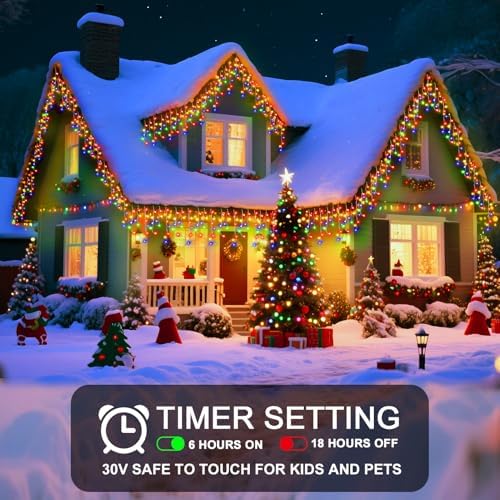 131 Ft String Lights for Outside, 1280 LED Christmas Lights Outdoor Plug in, Christmas String Lights with 11 Modes & Timer for Holiday, Party, Wedding, House, Patio, Outdoor Decorations - Image 4