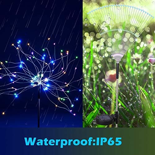 HELESIN Multi-Color Solar Fireworks Lights,105 LED Stake Lights,2 Pack - Image 2