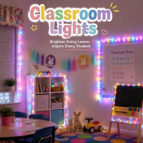 JMEXSUSS 200 LED Easter Lights for Classroom Decor, 66ft Classroom Lights - Image 2
