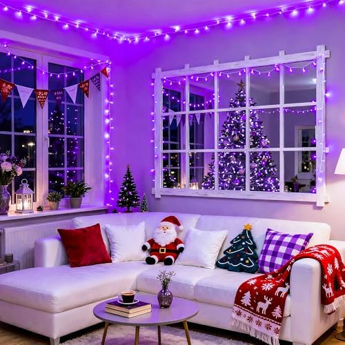JMEXSUSS Connectable 91.5ft 250 LED Purple Halloween String Lights Indoor - Image 2