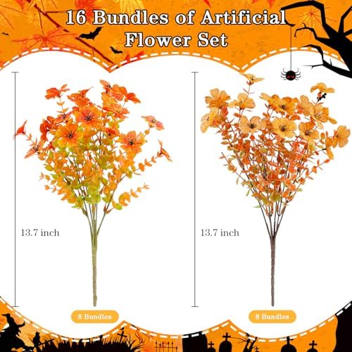 AGIRL Artificial Fall Flowers Fake Mums Outdoor,Faux Plant Porch Decor Home - Image 6