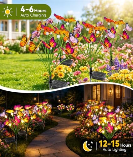 Solar Butterfly Lights Outdoor, Upgraded Solar Swaying Garden Light - Image 3