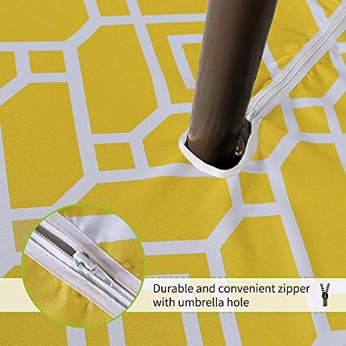 LUSHVIDA Moroccan Outdoor Tablecloth with Umbrella Hole, 60x102 Inch Yellow - Image 5