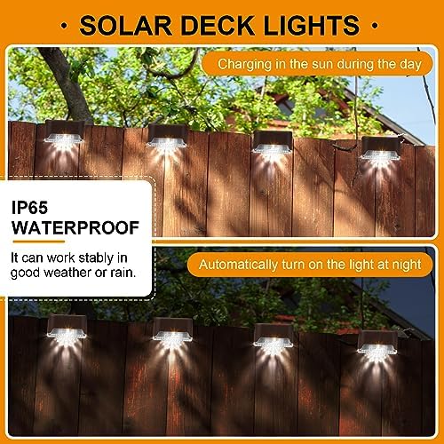 Geelin 32 Pcs Solar Deck Step Lights Outdoor, Brown Shell Cool White Light - Image 3