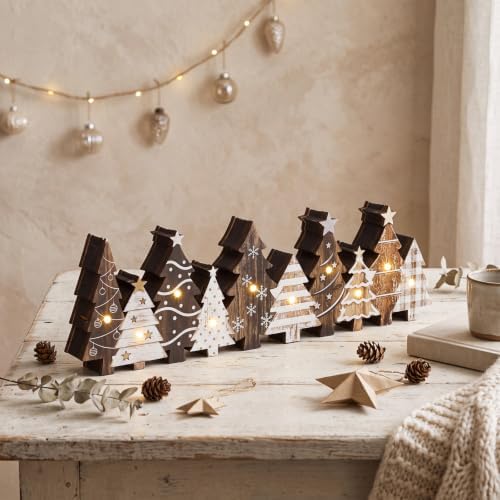 Yousoontic Lighted Christmas Tree Decor, Rustic Xmas Table Centerpieces - Image 2