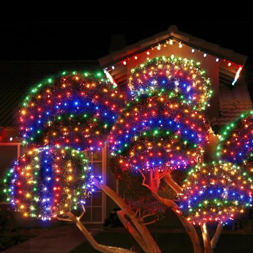 WBao Solar Christmas Lights Outdoor 200LED F8 Big Bulbs, 8.4ft x 5.2ft Christmas Net Lights with Remote Control, 8 Modes, Timer, Waterproof for Lawn, Bushes, Trees Outdoor Xmas Decorations, Multicolor - Image 7