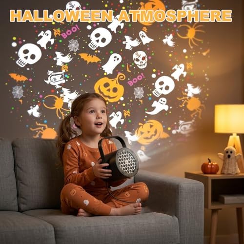 LED Halloween Projector Lamp, 16-Pattern HD Projector Light, USB-Powered mini ABS Projector, Indoor Outdoor Home Decor for Living Room Bedroom Party - Image 3