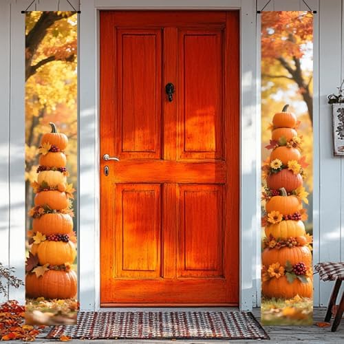 BlissYard Fall Pumpkin Porch Banner 12x71 Inch - Image 2