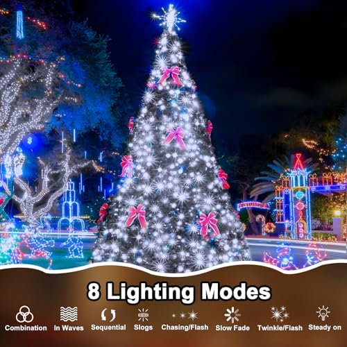 328 FT Christmas Light1000 LED Xmas Lights OutdoorChristams String Lights Waterproof 8 Modes & Timer, Fairy Lights Plug in for Weeding, Patio, Party, Holiday,Christmas Decor (Cool White) - Image 2