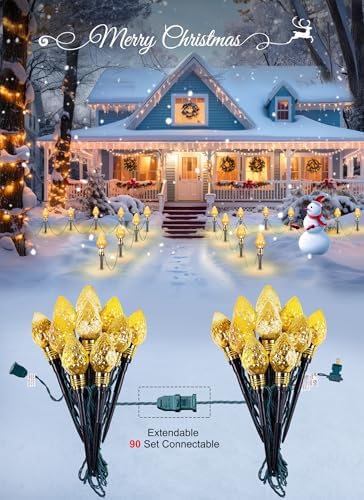 2 Pack Strawberry C9 Christmas Pathway Lights Outdoor, Total 34.8FT 20 LED - Image 3