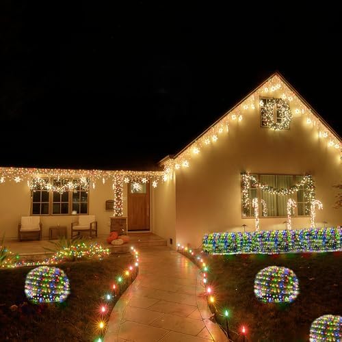 BlcTec Christmas Net Lights, 360 LED 9.8ft x 6.6ft Outdoor Christmas Lights with 8 Modes, UL Certified, Timer, Connectable, Waterproof for Bushes, Trees, Shrubs Yard Outdoor Xmas Decor, Multicolor - Image 6
