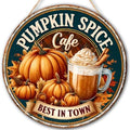 Pumpkin Spice Cafe Fall Decorations Wooden Hanging Sign, Fall Coffee Sign by FDLLAUS