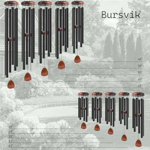 Bursvik 37" Aluminum Wind Chimes for Outside(Black), Patio Zen Decor Gift - Image 2