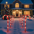 Christmas Candy Cane Lights Outdoor Pathway，12Pack Light up Candy Canes 16" Christmas Sidewalk Walkway Lights with 72 Incandescent Large Lighted Candycane Outdoors Decorations Yard Stakes by TIGOMOOV